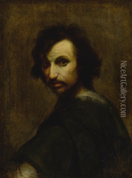 Portrait Of A Man, Half Length Oil Painting - Salvator Rosa