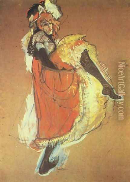 Jame Avril Dancing Study Oil Painting - Henri De Toulouse-Lautrec