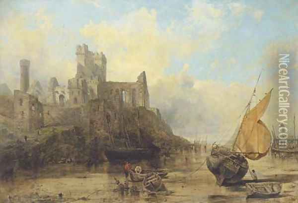 Peel Castle, Isle of Man Oil Painting - John Wright Oakes