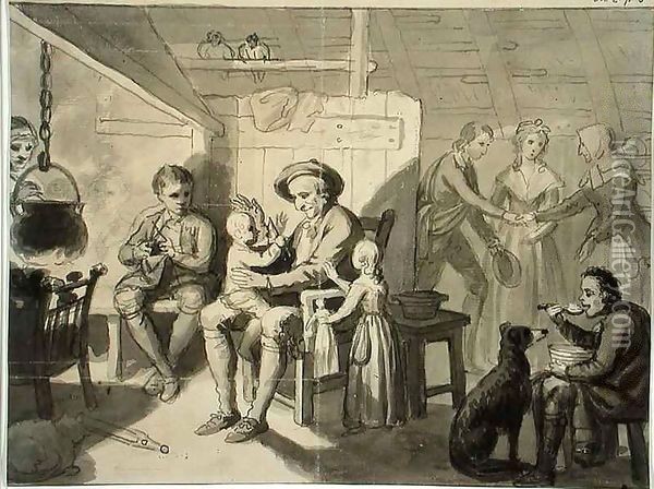 Illustration to 'The Cottar's Saturday Night' by Robert Burns Oil Painting - Sir Alexander Allan