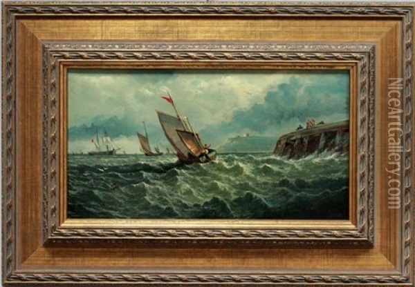 Sturmische Kuste Mit Pier In England Oil Painting - Edwin Hayes