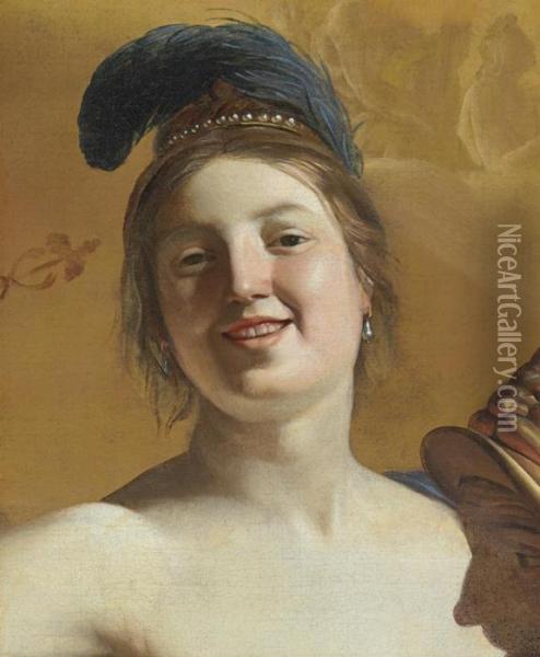Head Of A Smiling Girl Oil Painting - Gerrit Van Honthorst