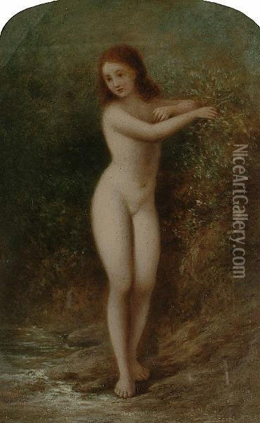 A Nude By A Stream Oil Painting - William Gill