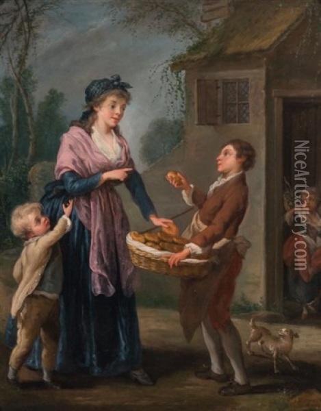 The Bread Seller Oil Painting - Jean-Baptiste Charpentier the Elder