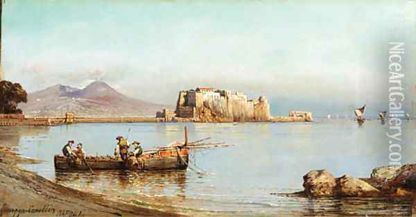 Fisherman in the Bay of Naples Oil Painting - Giuseppe Carelli