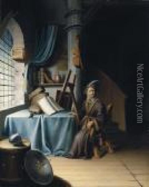 A Scholar In His Study Oil Painting - Gerrit Dou
