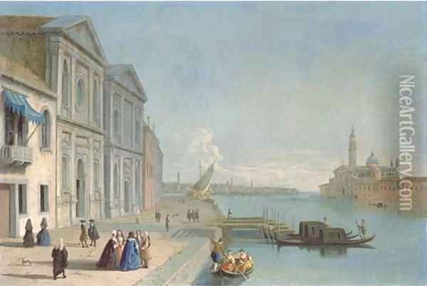 San Giorgio Maggiore, Venice, from the Canale della Grazia Oil Painting - Johann Richter