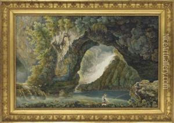 La Grotte De Neptune A Tivoli Oil Painting - Franz Keiserman