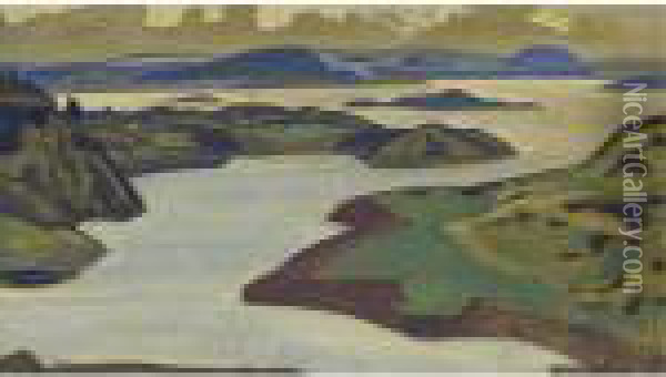 Islands. Lake Ladoga Oil Painting - Nicolaj Konstantinov Roerich