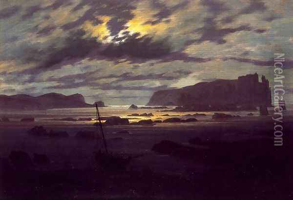 Northern Sea in the Moonlight Oil Painting - Caspar David Friedrich