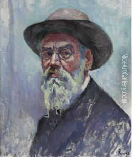Autoportrait Au Chapeau (n.d.)
 55 X 46cm. Oil Painting - Maximilien Luce