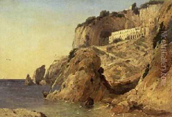 A Monastery set in cliffs on the Amalfi Coast Oil Painting - William Leighton Leitch