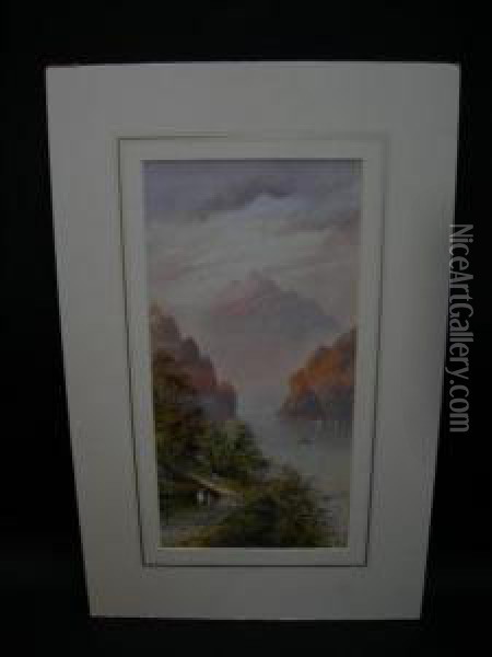 Mountainouslake Scene Oil Painting - Lennard Lewis
