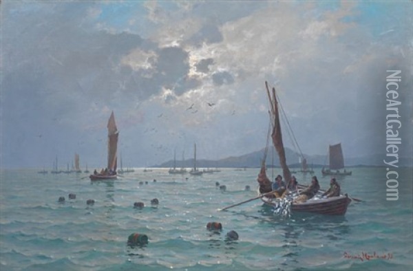 Sildefiske Oil Painting - Lauritz Haaland
