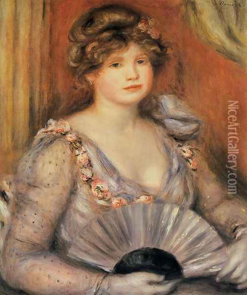 Woman With A Fan Oil Painting - Pierre Auguste Renoir