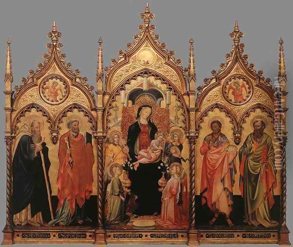 Madonna and Child Enthroned with Saints Oil Painting - Italian Unknown Master