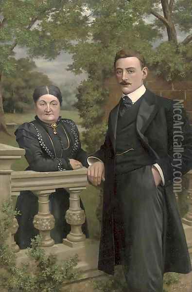 Portrait of a gentleman and a lady Oil Painting - Continental School