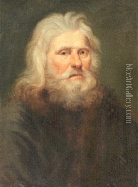A Bearded Gentleman In A Fur-lined Coat Oil Painting - Johann Christian Fiedler