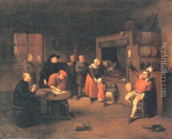 Interior Med Figurer Oil Painting - Nicolas (Walraven) van Haeften