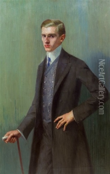 Portrait Eines Jungen Herrn Oil Painting - Rudolf Konopa