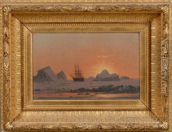 Arctic Sunset With The Ice Bound Panther Oil Painting - William Bradford
