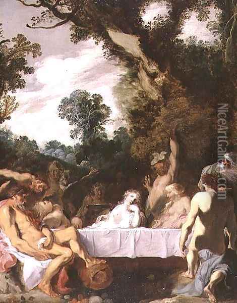 A Bacchanalian Feast 1617 Oil Painting - Johann Liss