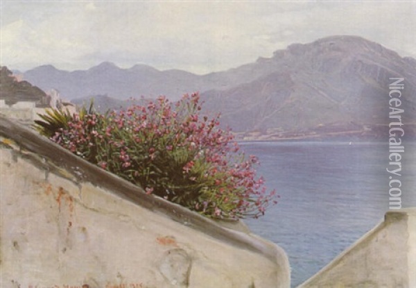 View Of Amalfi, Italy Oil Painting - Sigvard Marius Hansen