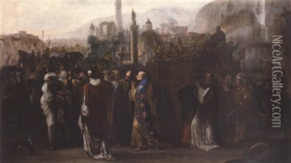 The Ark Of The Covenant Being Taken Into Jerusalem Oil Painting - Nikolaus Knuepfer