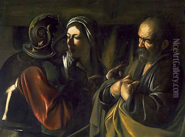 The Denial of Saint Peter Oil Painting - Michelangelo Merisi Da Caravaggio