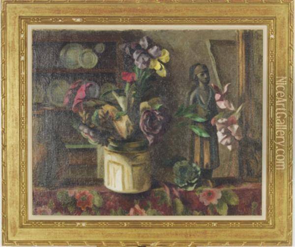 Still Life With African Figure Oil Painting - Roger Eliot Fry