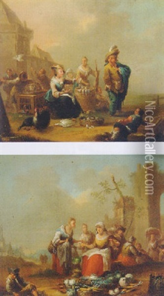 A Game Seller Oil Painting - Johann Conrad Seekatz
