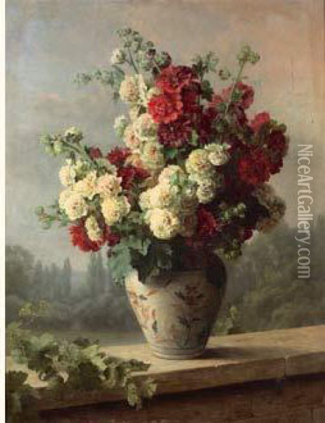 Fleurs Dans Un Vase Oil Painting - Cecile Bougourd