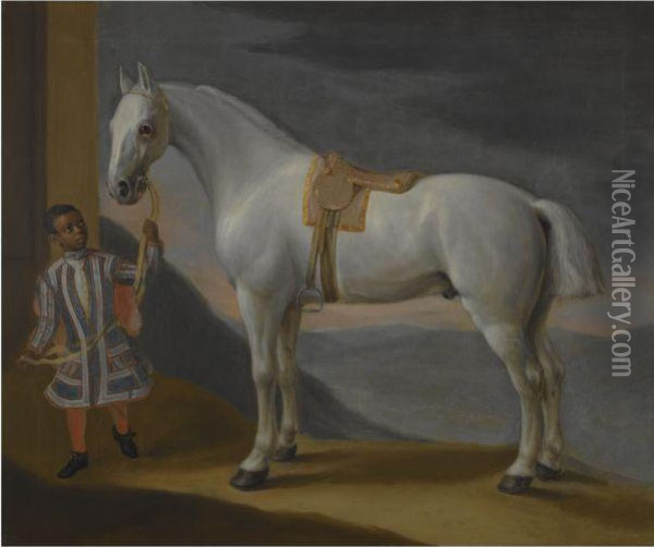 'carpenter', Lord Craven's Hunter, Held By A Negro Page Oil Painting - Robert Byng