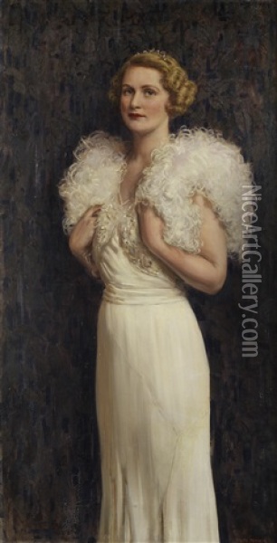 Portrait Of Beryl Bishop Oil Painting - Ralph Peacock