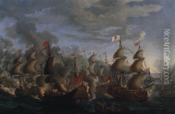 Combat Naval Oil Painting - Pierre Puget