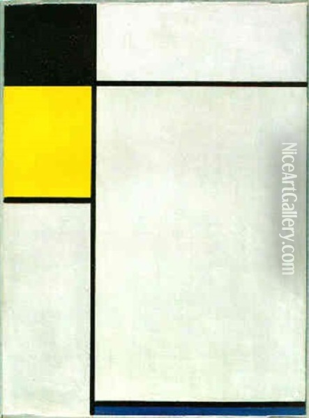Composition No. I, Black, Yellow And Blue, 1927 Oil Painting - Piet Mondrian