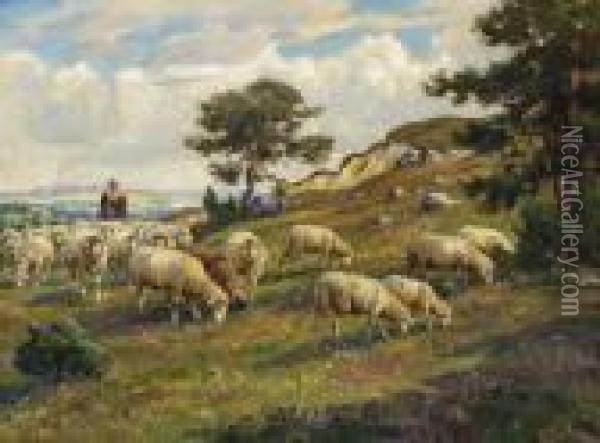 Schafer Mit Herde Oil Painting - Willy Tiedjen