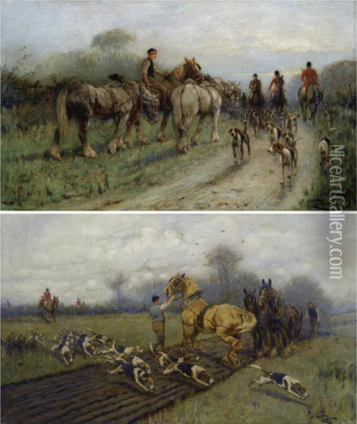 Crossing The Line Of The Plough; The End Of The Day Oil Painting - George Wright