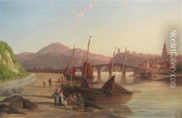 On The Rhine Oil Painting - William Raymond Dommersen