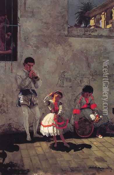 A Street Scene in Seville Oil Painting - Thomas Cowperthwait Eakins
