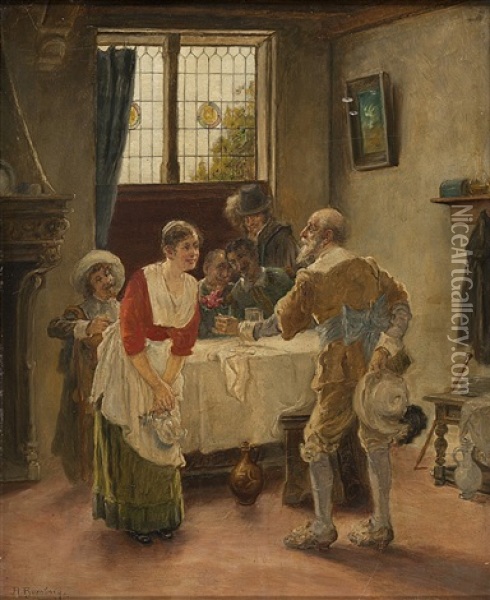 Uppvaktningen Oil Painting - Adolf Humborg