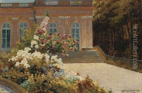 Les Roses De Trianon, Versailles Oil Painting - George Roux