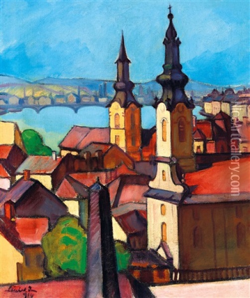 View To The Churches In Taban Oil Painting - Imre Lenard