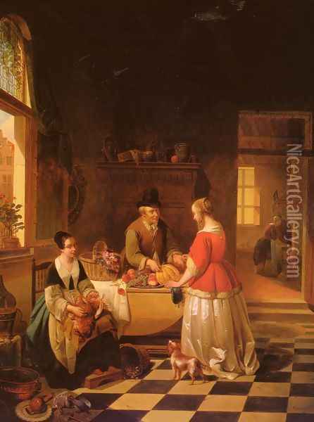 The Fruit Seller Oil Painting - Alexis van Hamme