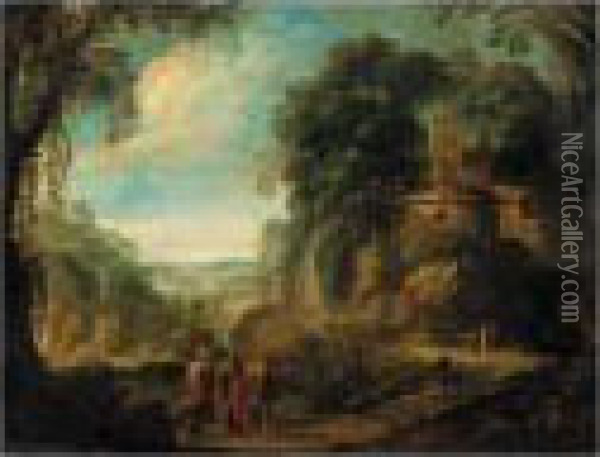 Landscape With Christ On The Road To Emmaus Oil Painting - Paul Bril