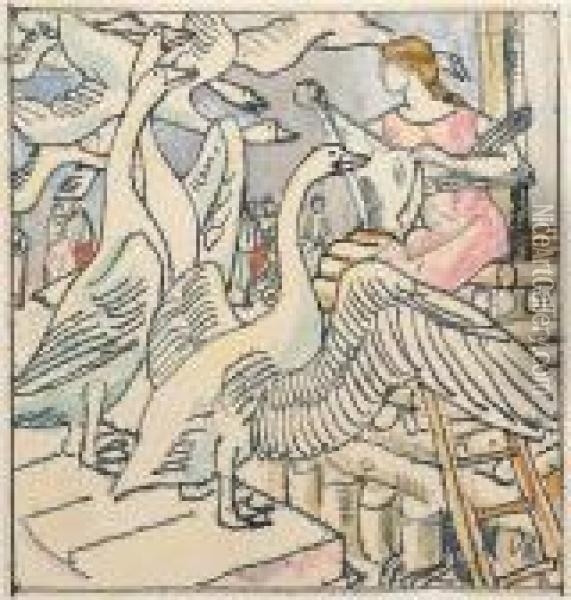 An Illustration To Grimm's Fairy Tales Oil Painting - Arthur Joseph Gaskin