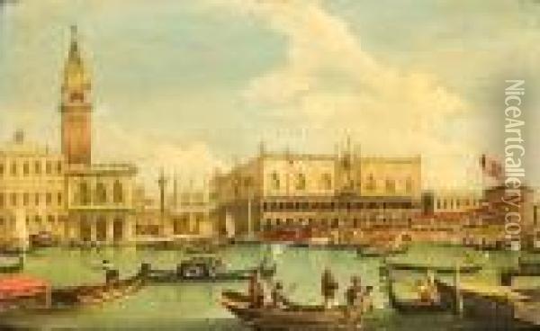 The Entrance To The Grand Canal Oil Painting - (Giovanni Antonio Canal) Canaletto