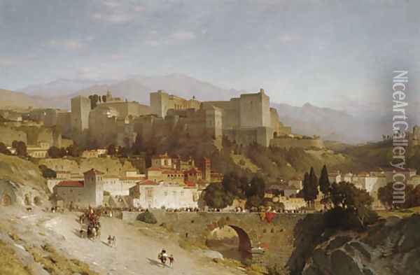 The Hill of the Alhambra, Granada Oil Painting - Samuel Colman