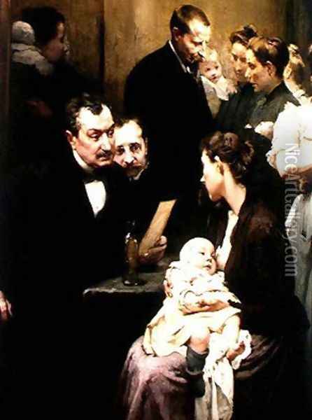 The Drop of Milk in Belleville, Doctor Variot's Surgery, the Consultation Oil Painting - Henri-Jules-Jean Geoffroy (Geo)