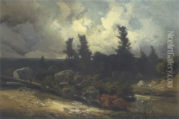 Landschaft Im Herbststurm Oil Painting - Adolf Heinrich Lier